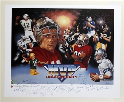 Super Bowl MVPs Signed Lithograph (26 Signatures)